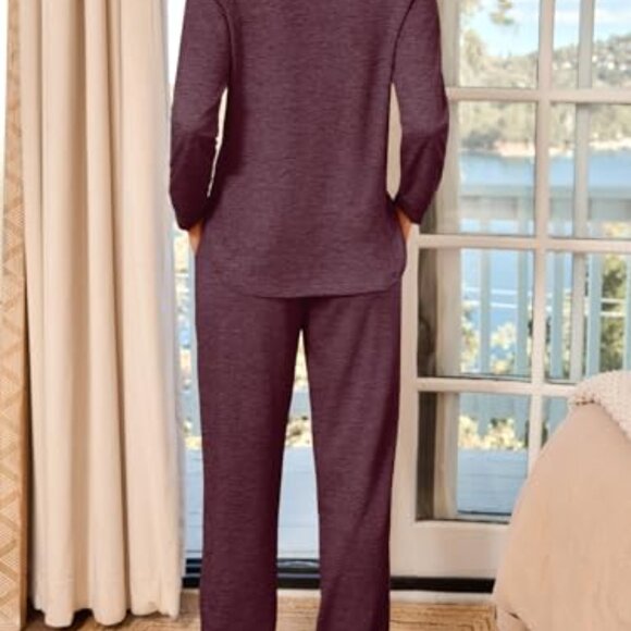 Oversized Loungewear Set Comfy Chic Relaxed Fit Two Piece Pajamas Joggers - Picture 5 of 8